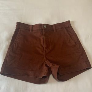 Everlane The Cotton Twill High Rise Denim Shorts Rosewood Red Size 8 (29) ECU